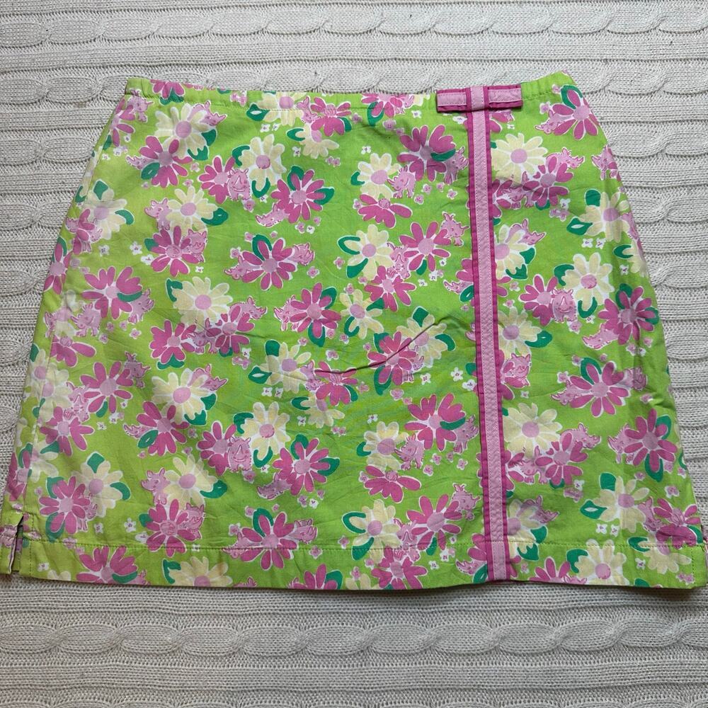 Vintage Lilly Pulitzer Girls Skort sz 14 Daisy Print Rhino Print